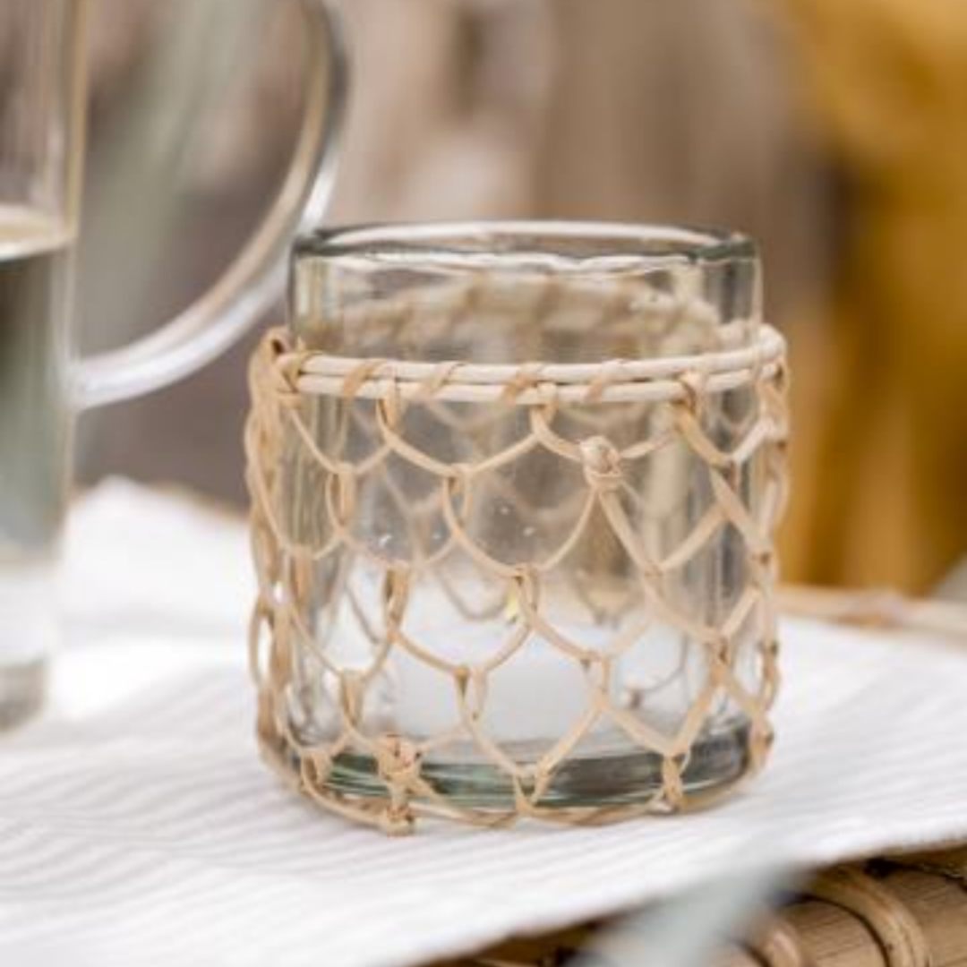 Cylinderglas m/bambusflet mundblæst