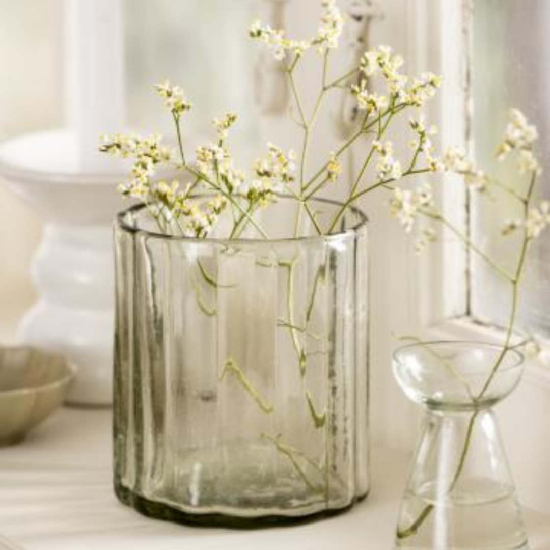 Glasbeholder m/brede riller mundblæst