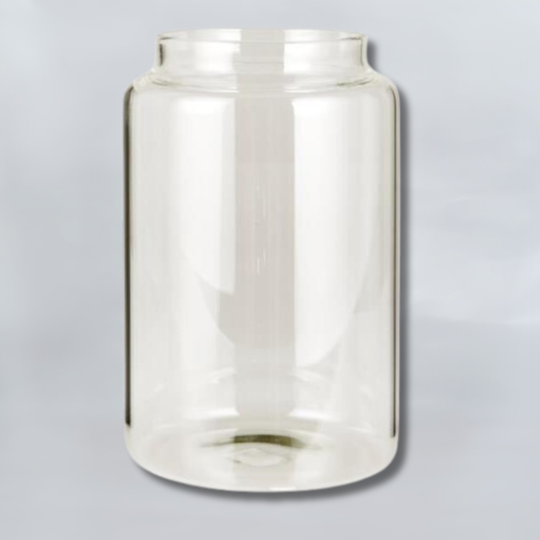Glasbeholder inkl. 2 kg stearinpulver