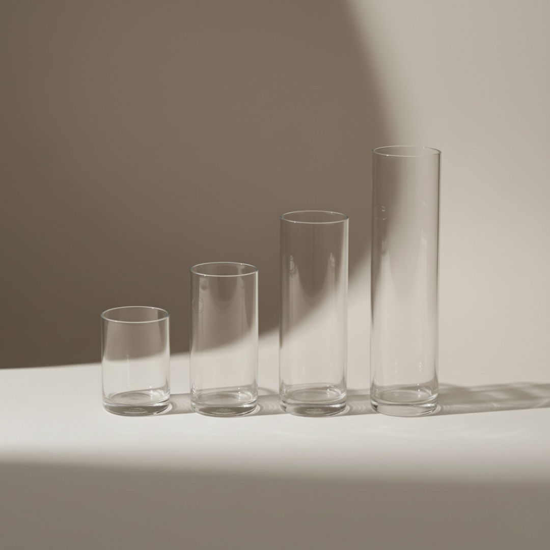 Cylinderglas – i 4 størrelser