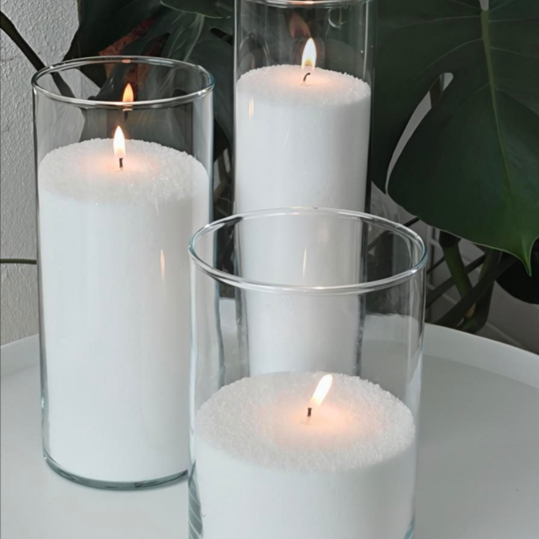 Cylinderglas sæt m. stearinpulver