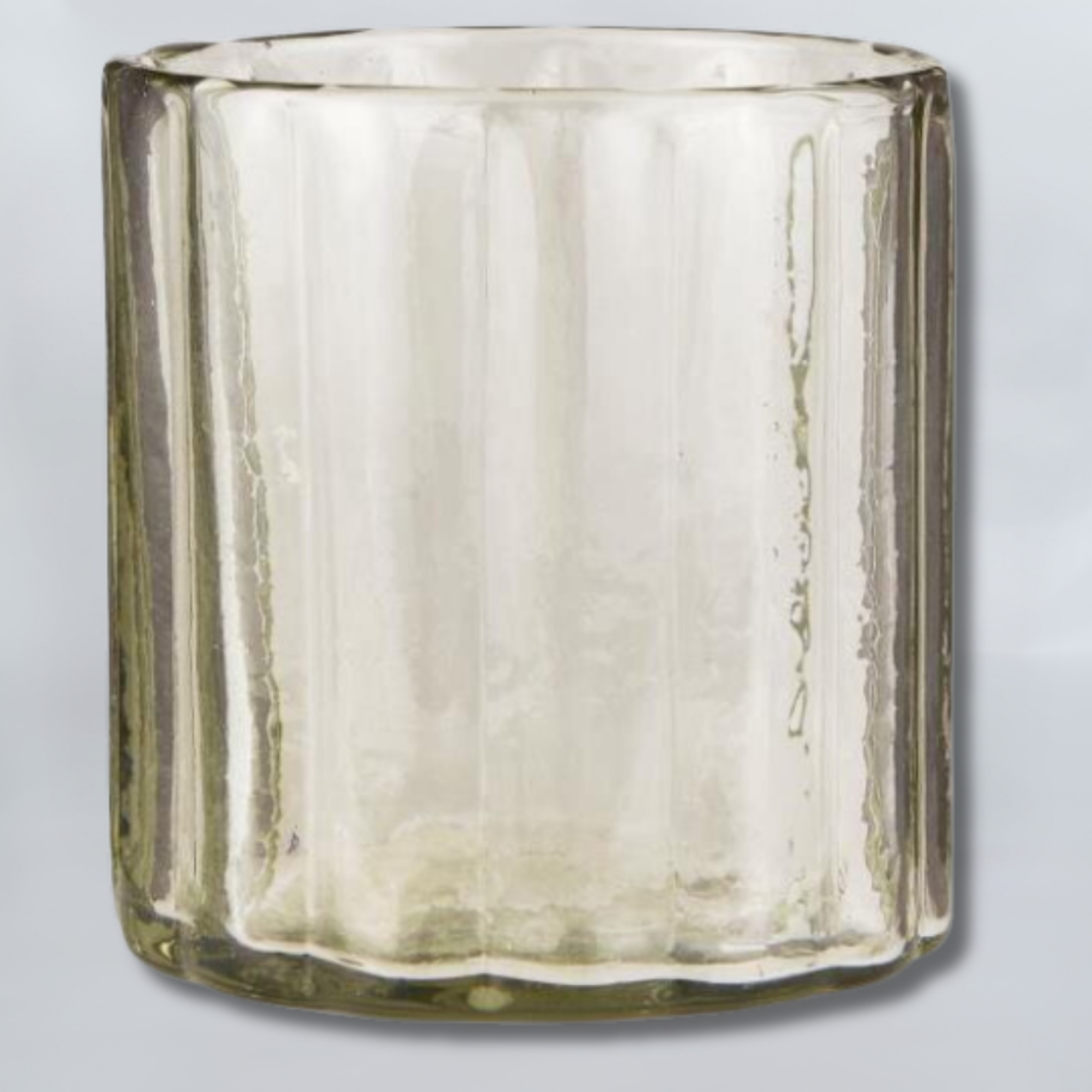Glasbeholder m/brede riller mundblæst